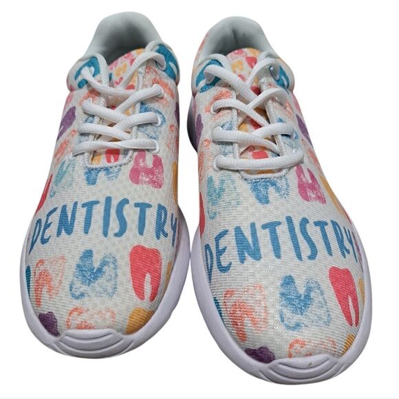 Groove Bags Custom Print Dentistry Lightweight Lace Up Sneaker White Multi Siz 8 - Picture 5 of 13